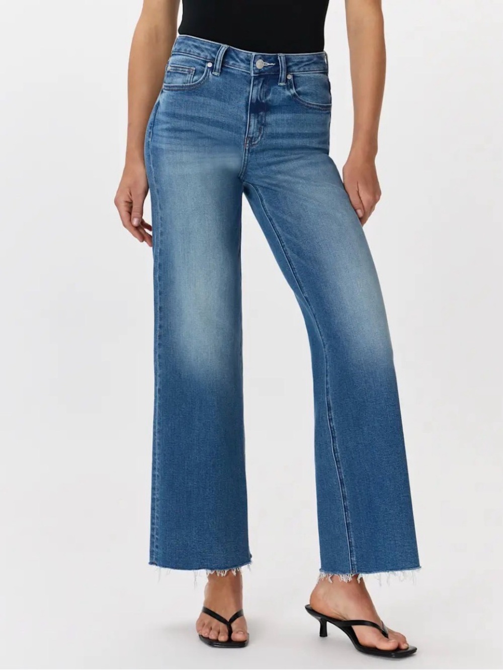 NWOT Quince Bella High Rise Wide Leg Fray Jeans Denim Twilight 28 Like Mother!